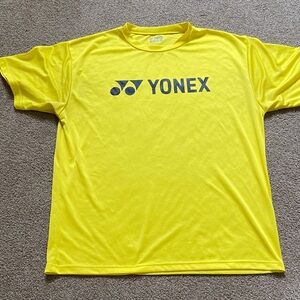 YONEX High-Visibility Yellow Athletic Tee with Grey Logo